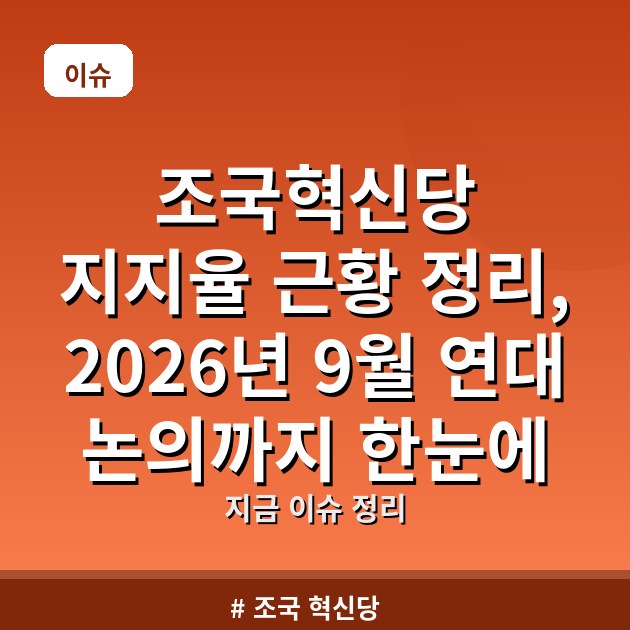 조국혁신당 지지율 근황 정리, 2026년 9월 연대 논의까지 한눈에