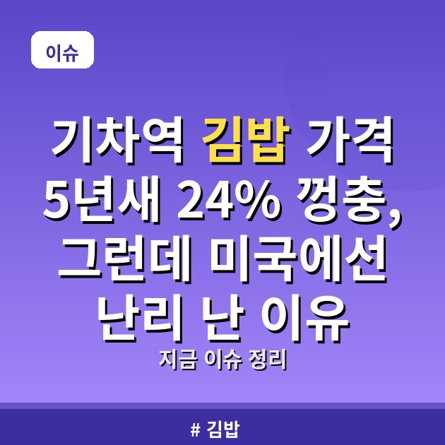 기차역 김밥 가격 5년새 24% 껑충, 그런데 미국에선 난리 난 이유
