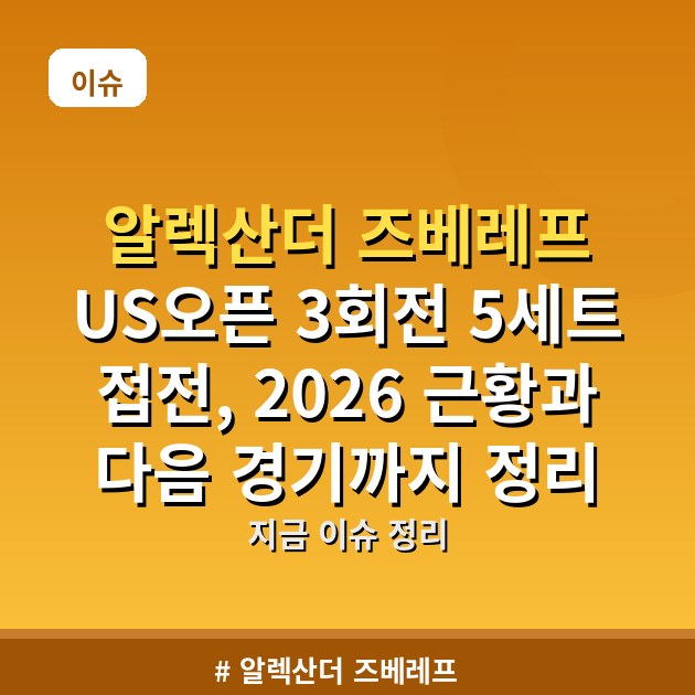 알렉산더 즈베레프 US오픈 3회전 5세트 접전, 2026 근황과 다음 경기까지 정리