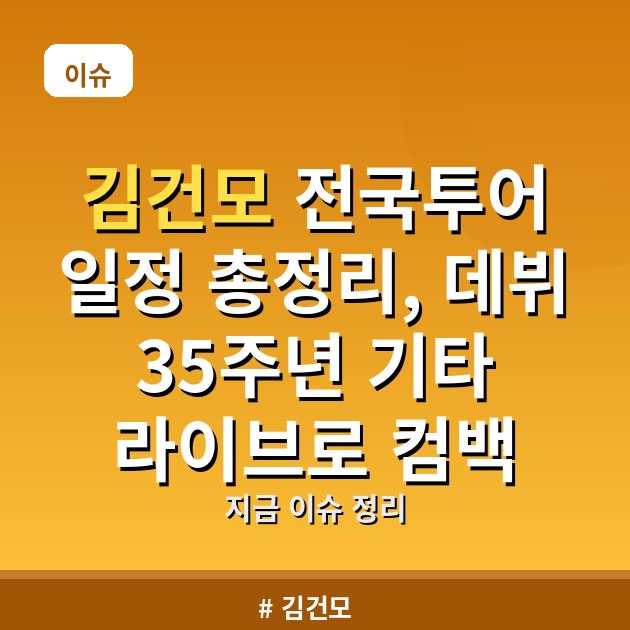 김건모 전국투어 일정 총정리, 데뷔 35주년 기타 라이브로 컴백